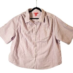 Woman Within Plus Size Purple Striped Button Down Size 3X